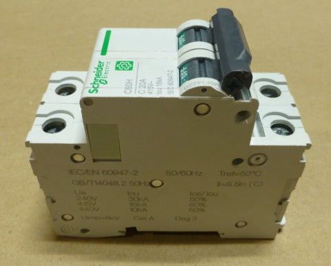 New Schneider C60H C20 IEC 60947 - 2 2 Pole 415V 20A Circuit Breaker - Royal Equipment SCHNEIDER