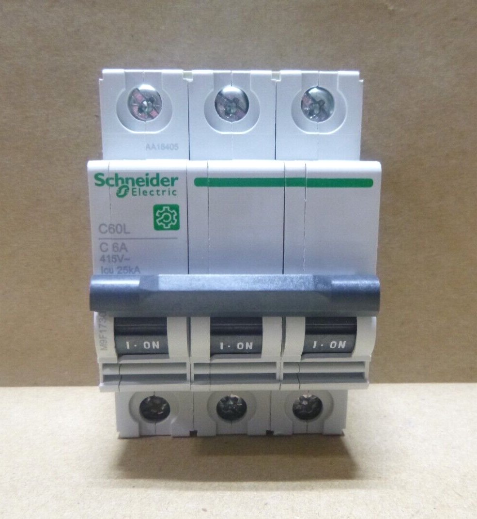New Schneider Electric M9F17306 Miniature Circuit Breaker C60L, 6 Amp, 3 Pole | Electrical MRO Replacement Parts &amp; Components and Commercial Electrical Supplies Company