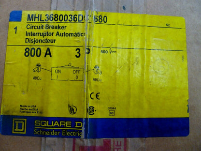 New Square D MHL3680036DC1680 Molded Case Circuit Breaker 600 Volt 800 Amp | Electrical MRO Replacement Parts &amp; Components and Commercial Electrical Supplies Company