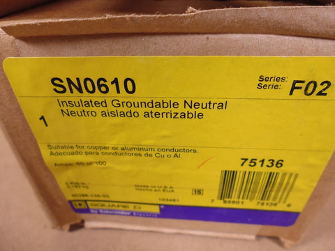 New Square D SN0610 Insulated Groundable Neutral Series F02 - Royal Equipment SQUARE D