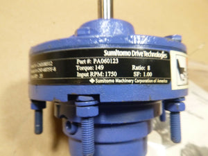 New Sumitomo Cyclo 6000 Reducer, CNF - 6075Y - 8, 8:1 Ratio, 1750 Rpm .55 Hp. Input - Royal Equipment SUMITOMO