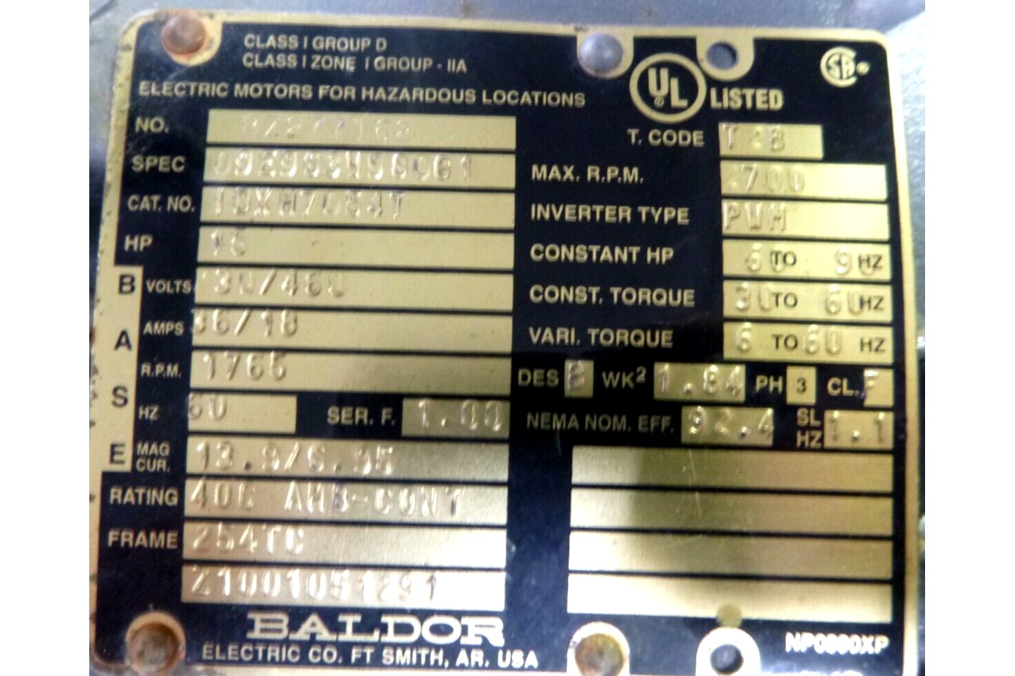 NEW SURPLUS 15HP BALDOR 1765RPM 254TC XPFC 3PH EXPLOSION PROOF MOTOR IDXM7054T | Industrial Electric Motors, Pumps &amp; Parts