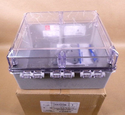 New Thomas &amp; Betts Electrical Enclosure, Type 4x, Hinged Clear Cover, 12 x 10 x 6" USA Made | Electrical MRO Replacement Parts &amp; Components and Commercial Electrical Supplies Company