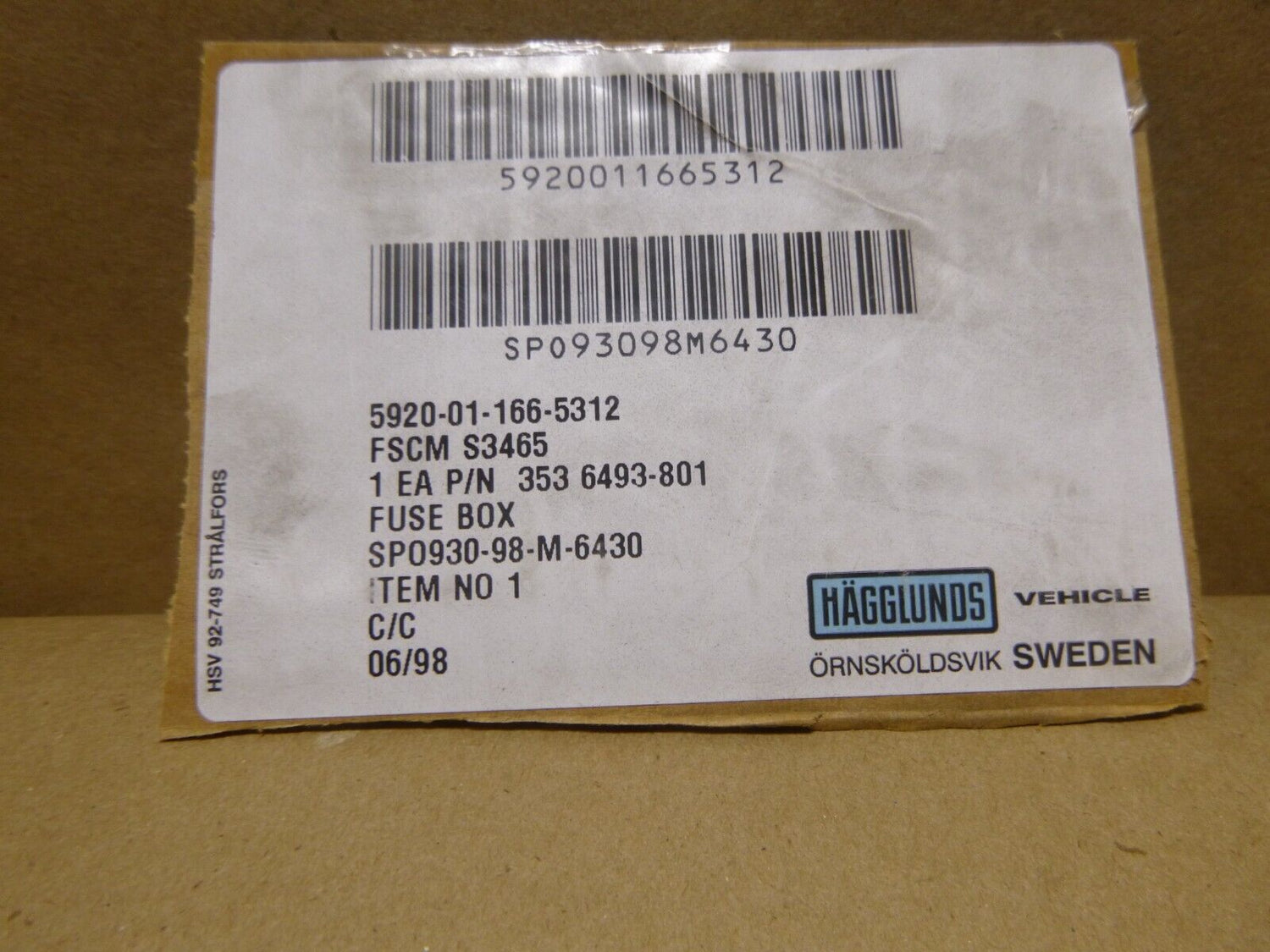 NEW USGI M973 HAGGLUNDS SUSV BV206 FUSE BOX 3536493-801, 5920-01-166-5312 | Replacement Truck Parts, Trailer Accessories, Automobile Supplies, Car Parts &amp; Accessories