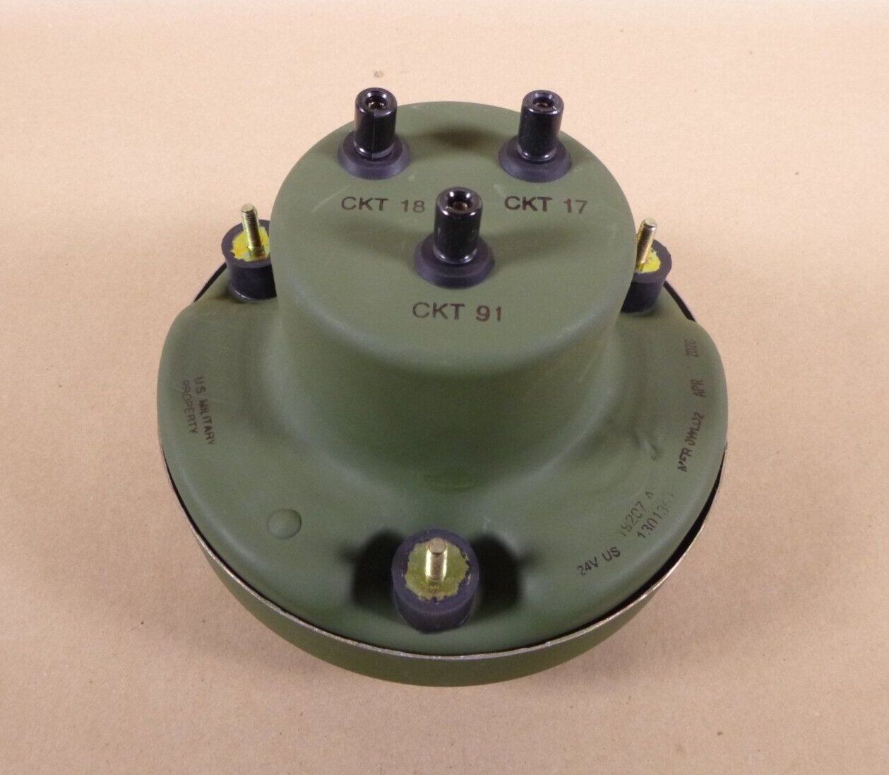 New USGI M998, 3 Wire Interlog 7" Round LED Headlight w/ Green Housing 13013616 | Genuine HMMWV Replacement Parts and Military Surplus Humvee Parts &amp; Accessories