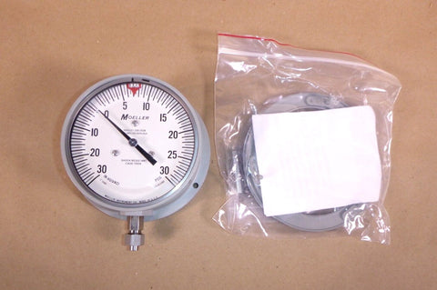 New Vacuum Gauge Compound Moeller 30″ hg – 30″ psi 4 1/2″ Dial, 1/4 NPT - Royal Equipment MEOLLER