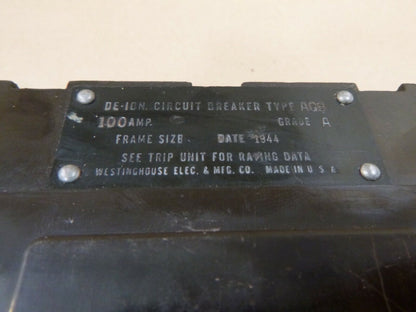 NEW VINTAGE WW2 ERA 1944 NAVAL WESTINGHOUSE 100 AMP CIRCUIT BREAKER AQB-A-100 | Electrical MRO Replacement Parts &amp; Components and Commercial Electrical Supplies Company