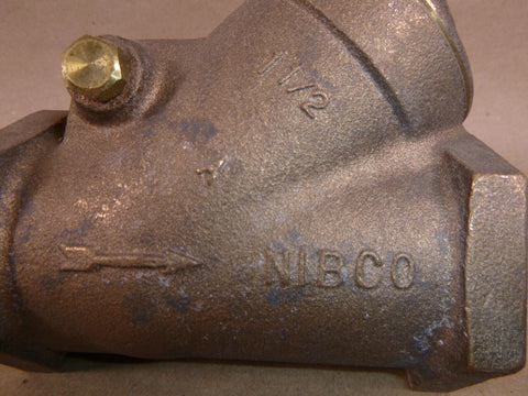 NIBCO 1 - 1/2" NPT Class 125 Bronze Horizontal Swing Check Valve, Y Pattern, T413B - Royal Equipment NIBCO