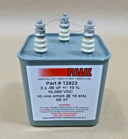 NWL SNOW HILL CAPACITOR 2 x .06 uF +/- 10% 10,000 Vdc - 10 rms amps @ 10 kHz | Electrical MRO Replacement Parts &amp; Components and Commercial Electrical Supplies Company