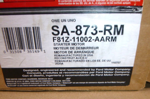 OEM Genuine Motorcraft Ford F150 F250 F350 Motor Starter SA - 873 - RM F81Z11002AARM - Royal Equipment FORD