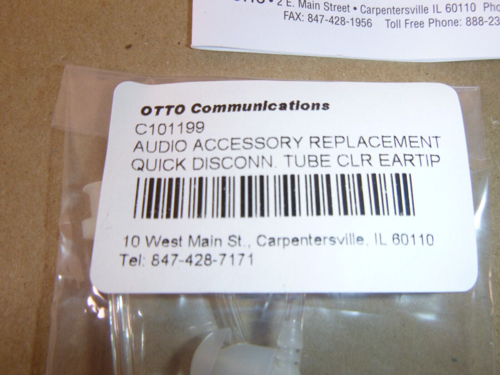 OEM OTTO V1-10432 Listen-Only Earphone, Acoustic Tube - 2.5mm Made in USA | Industrial MRO Replacement Parts, Manufacturing Machine Parts &amp; Components, Heavy Equipment Parts Supplier
