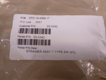 Parker 33-0340 Village Marine Strainer Assembly T-Type Nylon 3/4" 40 Mesh | Industrial MRO Replacement Parts, Manufacturing Machine Parts &amp; Components, Heavy Equipment Parts Supplier