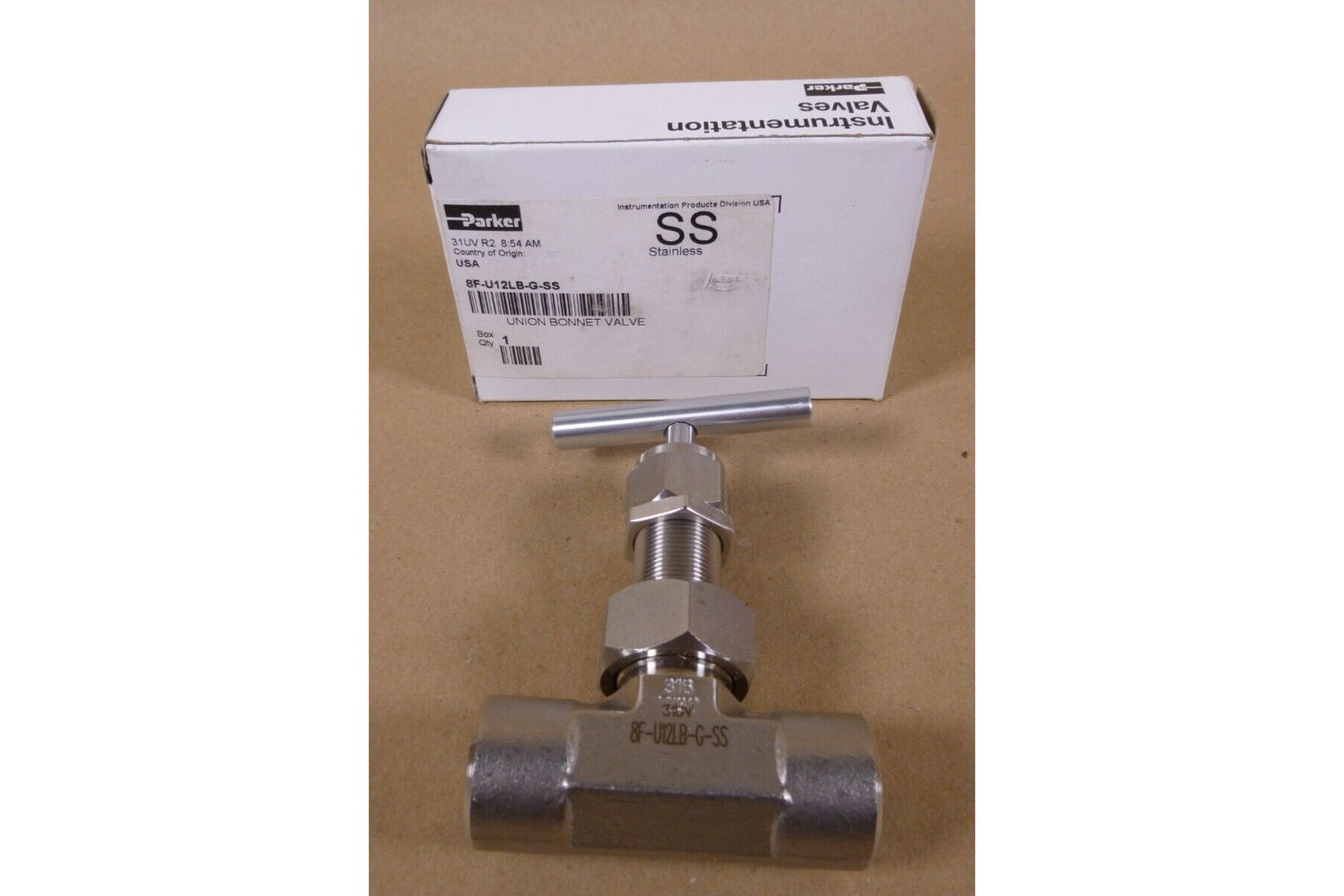 Parker 8F-U12LB-G-SS Stainless Steel Union Bonnett Valve 1/2" x 1/2" FNPT USA | Industrial MRO Replacement Parts, Manufacturing Machine Parts &amp; Components, Heavy Equipment Parts Supplier