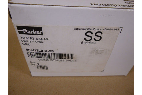 Parker 8F - U12LB - G - SS Stainless Steel Union Bonnett Valve 1/2" x 1/2" FNPT USA - Royal Equipment Royal Equipment