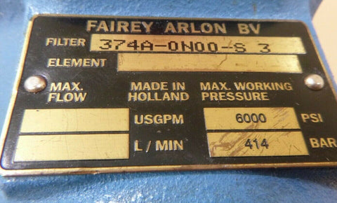 PARKER FAIREY ARLON 374A HYDRAULIC FILTER 1 - 1/2" NPT 6000PSI - Royal Equipment Parker