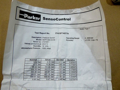 PARKER PDTA-6000, PRESSURE TRANSDUCER FOR SENSOCONTROL METERS SCPT-600-02-02 | Industrial MRO Replacement Parts, Manufacturing Machine Parts &amp; Components, Heavy Equipment Parts Supplier