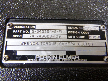 Perkin-Elmer 32 Inch Ounce Camera Clutch Torque Wrench S-343354-9-FI, Calibrated | Industrial MRO Tools and Replacement Industrial Equipment Components