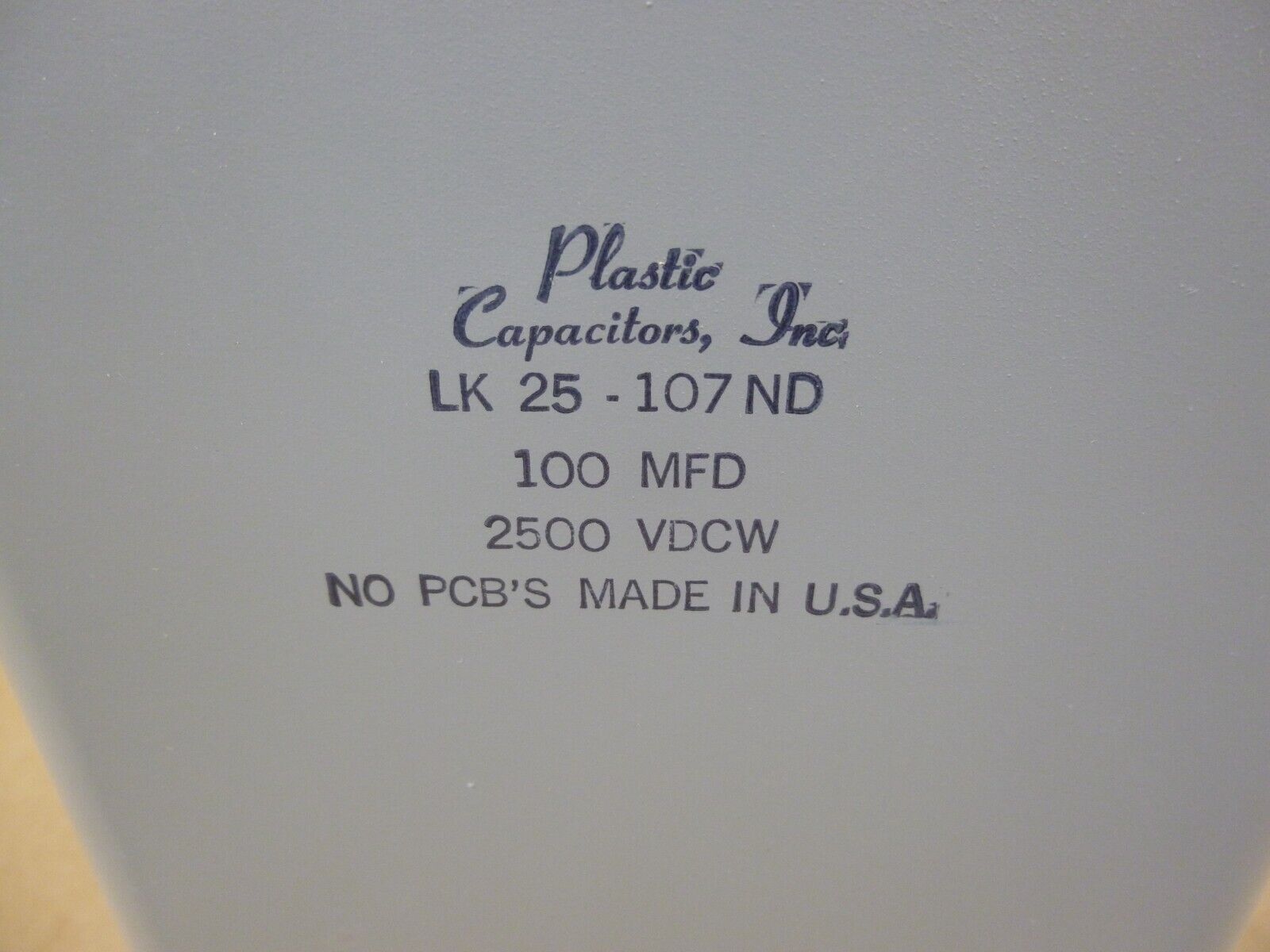 Plastic Capacitors Inc. LK25-107ND LK 25 - 107ND Capacitor 100MFD 2500VDCW USA | Electrical MRO Replacement Parts &amp; Components and Commercial Electrical Supplies Company