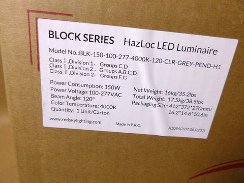 Red Sky Block Series H1 Hazardous Location High Bay LED Light 150 Watt 120 - 277V - Royal Equipment RED SKY BLOCK