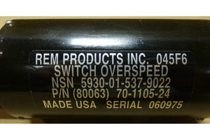 REM 80063 OVERSPEED SWITCH FOR MEP - 004A GEN 70 - 1105 - 24 , 5930 - 01 - 537 - 9022 - Royal Equipment Royal Equipment