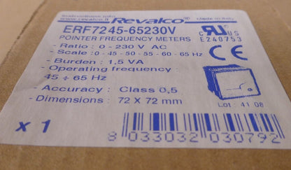 Revalco ERF72 45-65 230V HZ Meter Pointer Frequency 0-65HZ , 72x72mm | Industrial MRO Replacement Parts, Manufacturing Machine Parts &amp; Components, Heavy Equipment Parts Supplier