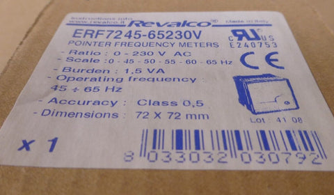 Revalco ERF72 45 - 65 230V HZ Meter Pointer Frequency 0 - 65HZ , 72x72mm - Royal Equipment REVALCO