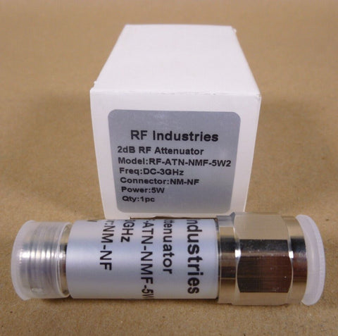 RF Industries RF - ATN - NMF - 5W2 2dB RF Attenuator , 3GHz DC , NM - NF , 5 Watt - Royal Equipment RF INDUSTRIES