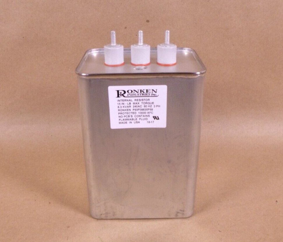 Ronken USA 3 Phase Power Factor Correction Capacitor 8.3 KVAR 240 VAC 60 HZ | Electrical MRO Replacement Parts &amp; Components and Commercial Electrical Supplies Company