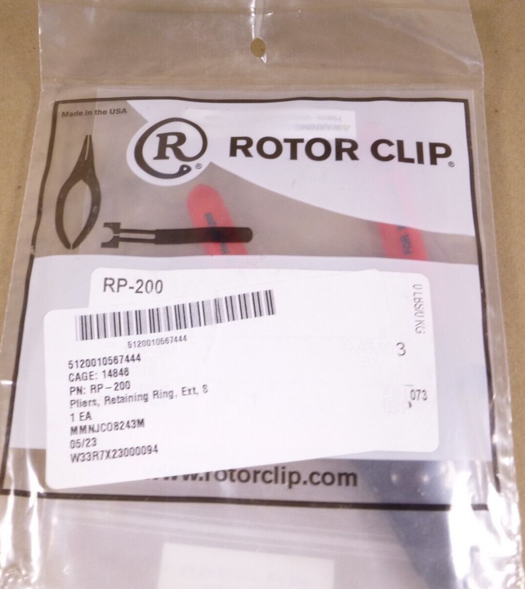 Rotor Clip RP-200 External Straight Tip Pliers, Made in USA | Industrial MRO Tools and Replacement Industrial Equipment Components