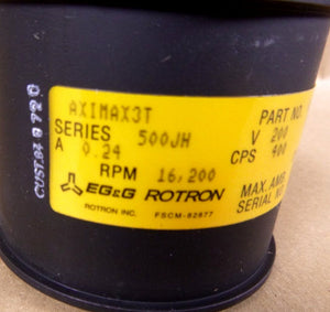 Rotron AXIMAX3T Vaneaxial Fan 16200 Rpm 400 Hz. 200 V. 3 Ph. 020297, A019645 - Royal Equipment EG&G ROTRON