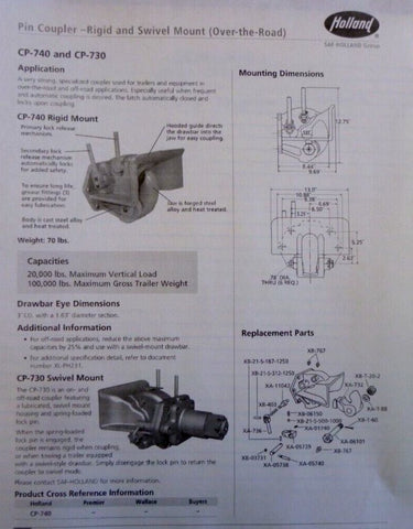 SAF HOLLAND Pintle Assembly CP - 740 Rigid Coupler W/ Hood, 20K Max Vertical Load - Royal Equipment SAF HOLLAND