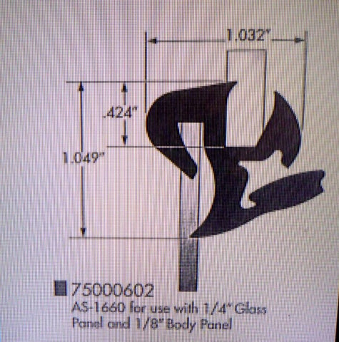 Self Sealing Weatherstrip (75000602) (AS 1660) 50 FT Roll 1/8" x 1/4" offset - Royal Equipment COOPER STANDARD