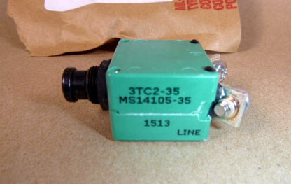 Sensata Klixon Mil-Spec Circuit Breaker 3TC2-35, MS14105-35, 5925-01-586-6551 | Electrical MRO Replacement Parts &amp; Components and Commercial Electrical Supplies Company