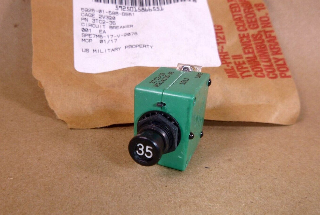 Sensata Klixon Mil-Spec Circuit Breaker 3TC2-35, MS14105-35, 5925-01-586-6551 | Electrical MRO Replacement Parts &amp; Components and Commercial Electrical Supplies Company