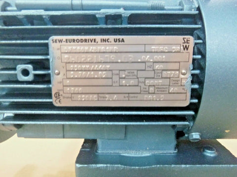 SEW Eurodrive 1 Hp. Brake Motor DTF80N4BN61NR , 1700 Rpm - 230/460 Volt - 80 Fr. - Royal Equipment SEW ERUODRIVE