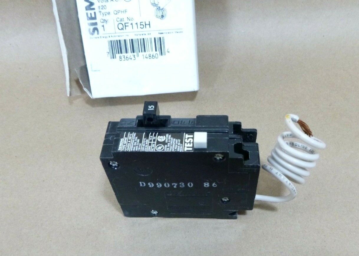 Siemens QF115H Ground Fault Circuit Breaker, 1 Pole - 15 Amp - 120 Vac Type QPHF | Electrical MRO Replacement Parts &amp; Components and Commercial Electrical Supplies Company