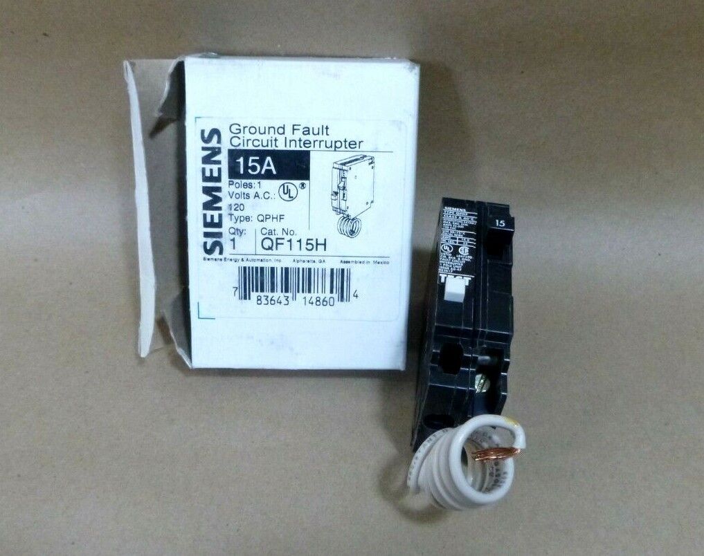 Siemens QF115H Ground Fault Circuit Breaker, 1 Pole - 15 Amp - 120 Vac Type QPHF | Electrical MRO Replacement Parts &amp; Components and Commercial Electrical Supplies Company