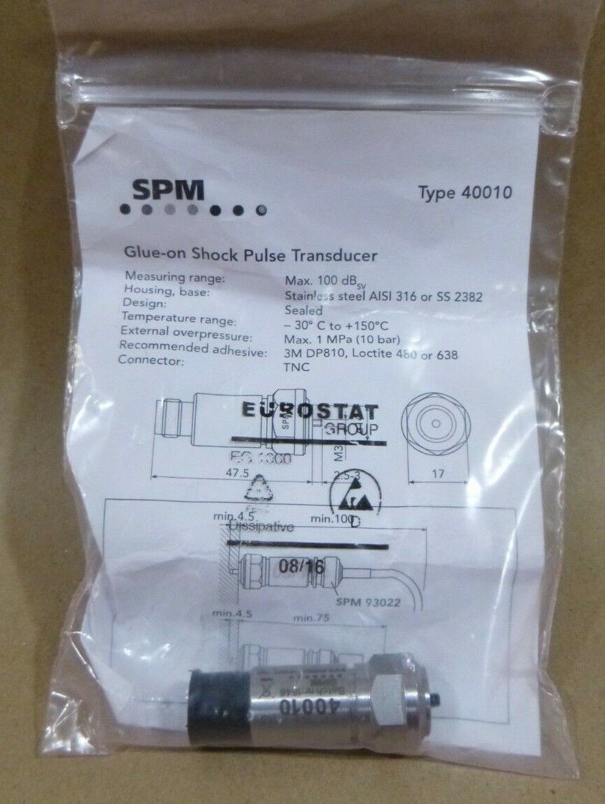 SPM TYPE 40010 GLUE-ON SHOCK PULSE TRANSDUCER 100dB STAINLESS STEEL 13FT. CABLE | Industrial MRO Replacement Parts, Manufacturing Machine Parts &amp; Components, Heavy Equipment Parts Supplier
