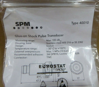 SPM TYPE 40010 GLUE-ON SHOCK PULSE TRANSDUCER 100dB STAINLESS STEEL 13FT. CABLE | Industrial MRO Replacement Parts, Manufacturing Machine Parts &amp; Components, Heavy Equipment Parts Supplier