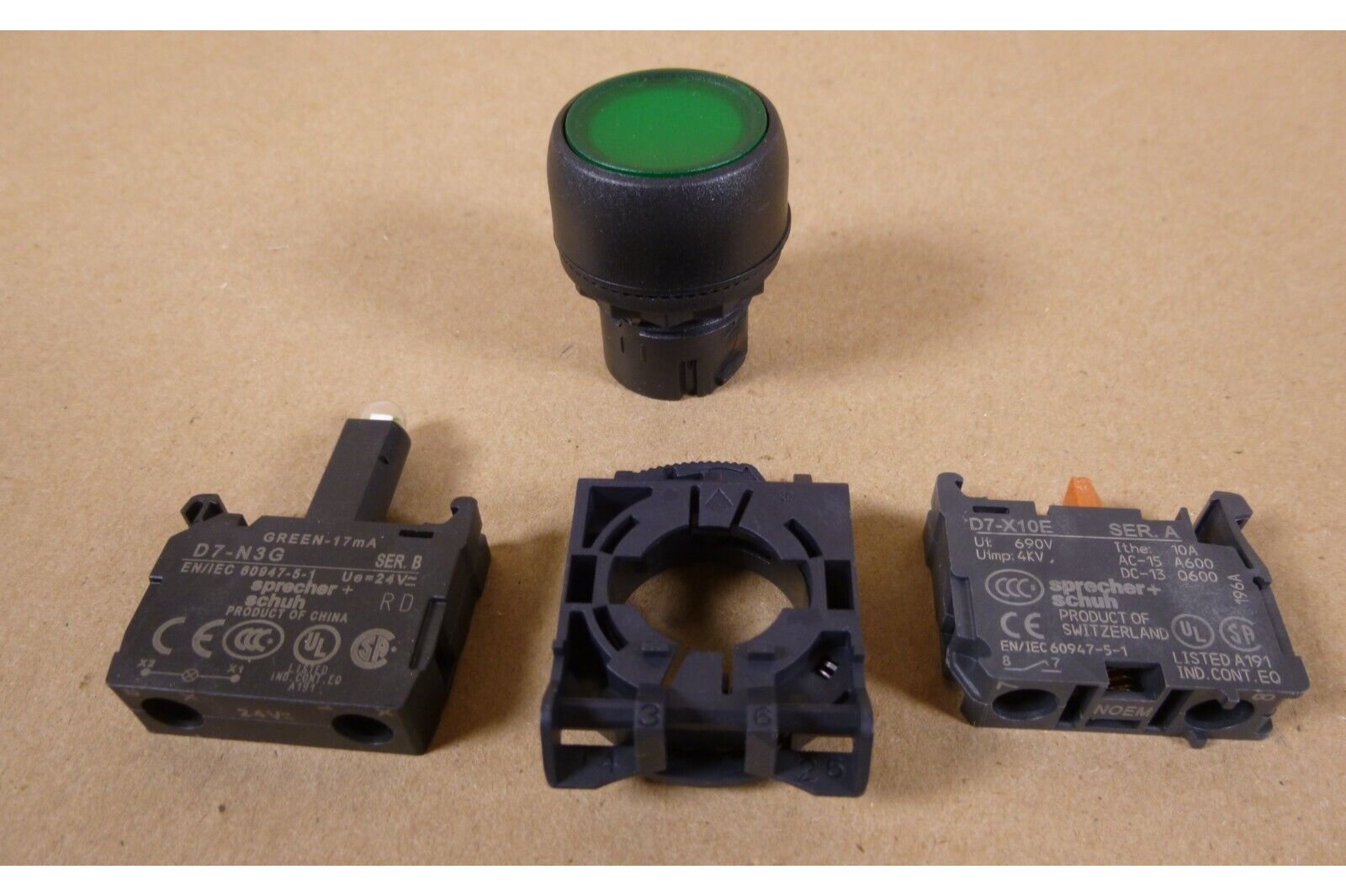Sprecher+Schuh 7P153PNAX10E Green Push Button D7-N3G D7-X10E | Electrical MRO Replacement Parts &amp; Components and Commercial Electrical Supplies Company