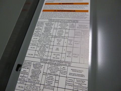 SQUARE D POWER BUS LOAD CENTER QO327M100RB 100AMP COPER BUS 27 SPACE 3P 240V MAX - Royal Equipment SQUARE D