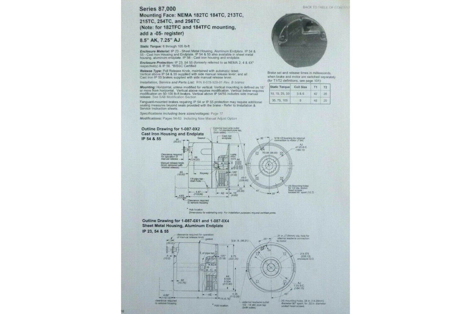 Stearns Navy Brake 108768200HBC, 87,600 Series Brake, 105 Ft. Lb., IP54 | Industrial Electric Motors, Pumps &amp; Parts