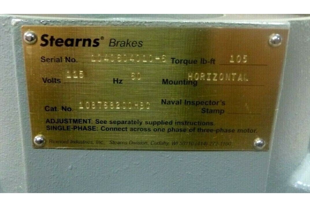Stearns Navy Brake 108768200HBC, 87,600 Series Brake, 105 Ft. Lb., IP54 | Industrial Electric Motors, Pumps &amp; Parts