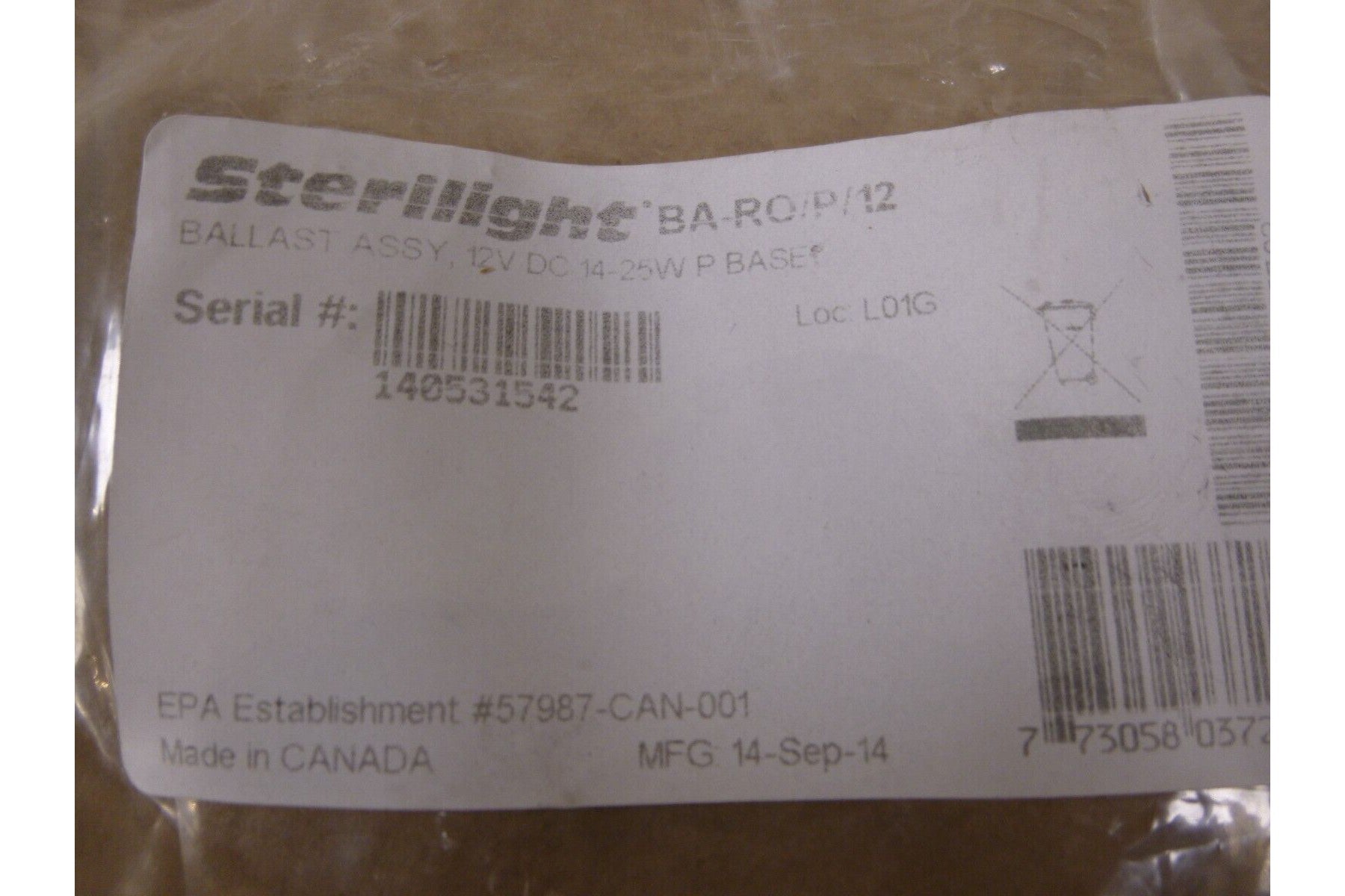 Sterlight BA-RO/P/12 12V Power Supply Ballast S1Q-P/12VDC S2Q-P/12VDC S5Q-P/12VD | Electrical MRO Replacement Parts &amp; Components and Commercial Electrical Supplies Company