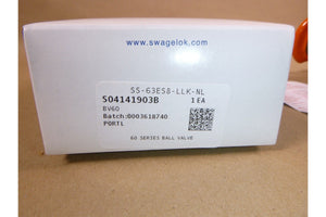 Swagelok 3 - Piece 60E Series Ball Valve, 1/2" Tube, Oval Handle SS - 63ES8 - LLK - NL - Royal Equipment Royal Equipment