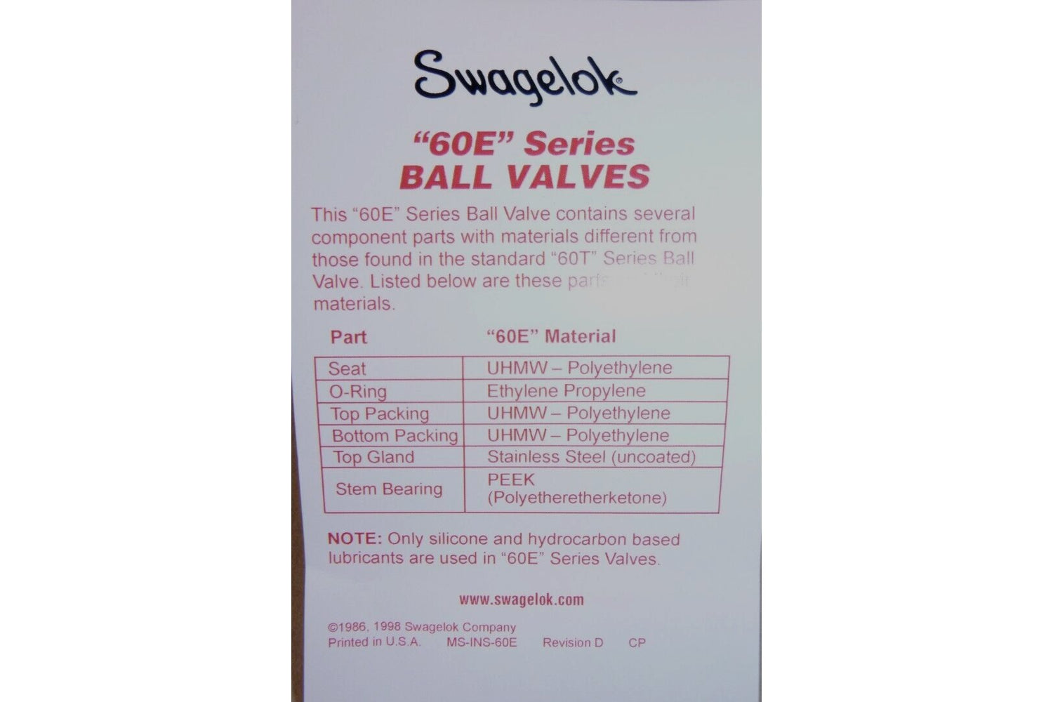 Swagelok 3-Piece 60E Series Ball Valve, 1/2" Tube, Oval Handle SS-63ES8-LLK-NL | Industrial MRO Replacement Parts, Manufacturing Machine Parts &amp; Components, Heavy Equipment Parts Supplier
