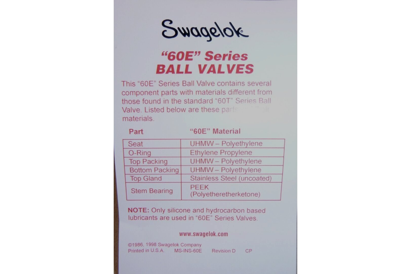 Swagelok 3-Piece 60E Series Ball Valve, 1/2" Tube, Oval Handle SS-63ES8-LLK-NL | Industrial MRO Replacement Parts, Manufacturing Machine Parts &amp; Components, Heavy Equipment Parts Supplier