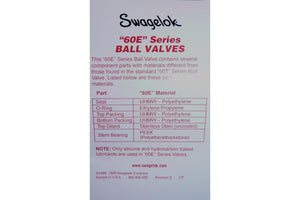 Swagelok 3 - Piece 60E Series Ball Valve, 3/8" FNPT, Oval Handle SS - 63EMS6 - LLK - MB - Royal Equipment Royal Equipment