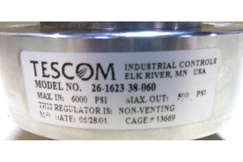 Tescom 26 - 1623 38 - 060 Non Venting Regulator Valve 500 Psi Out 6000 Psi In - Royal Equipment TESCOMOther Valves & Manifolds