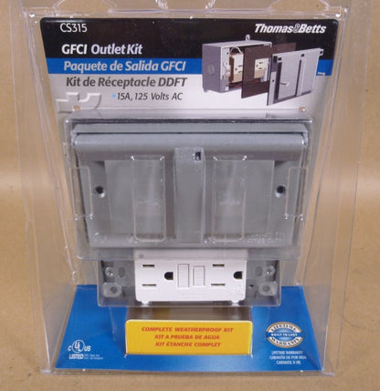 Thomas &amp; Betts CS315 GFCI Weatherproof Outlet Kit Silver / White GFI PLUG | Electrical MRO Replacement Parts &amp; Components and Commercial Electrical Supplies Company